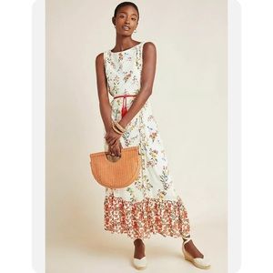 NWT Anthropologie Farm Rio Jemima Floral Print Belted Maxi Dress Size XS
